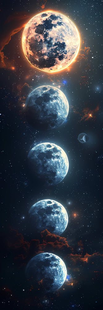 Double Sided [ Laminated Card Stock ] Moon Phases - Wee Little Books