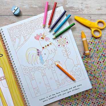 Gem Art [ Activity and Sticker Book ] Farm Friends - Wee Little Books