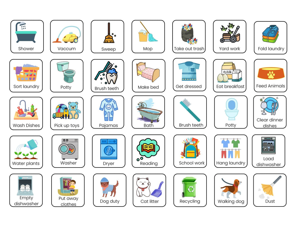 PRINTABLE 2 Page [Activity Sheets] Daily Responsibility Chart - Wee Little Books