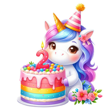 Single Stickers [ High quality 2.5 inches ] Birthday Unicorn - Wee Little Books
