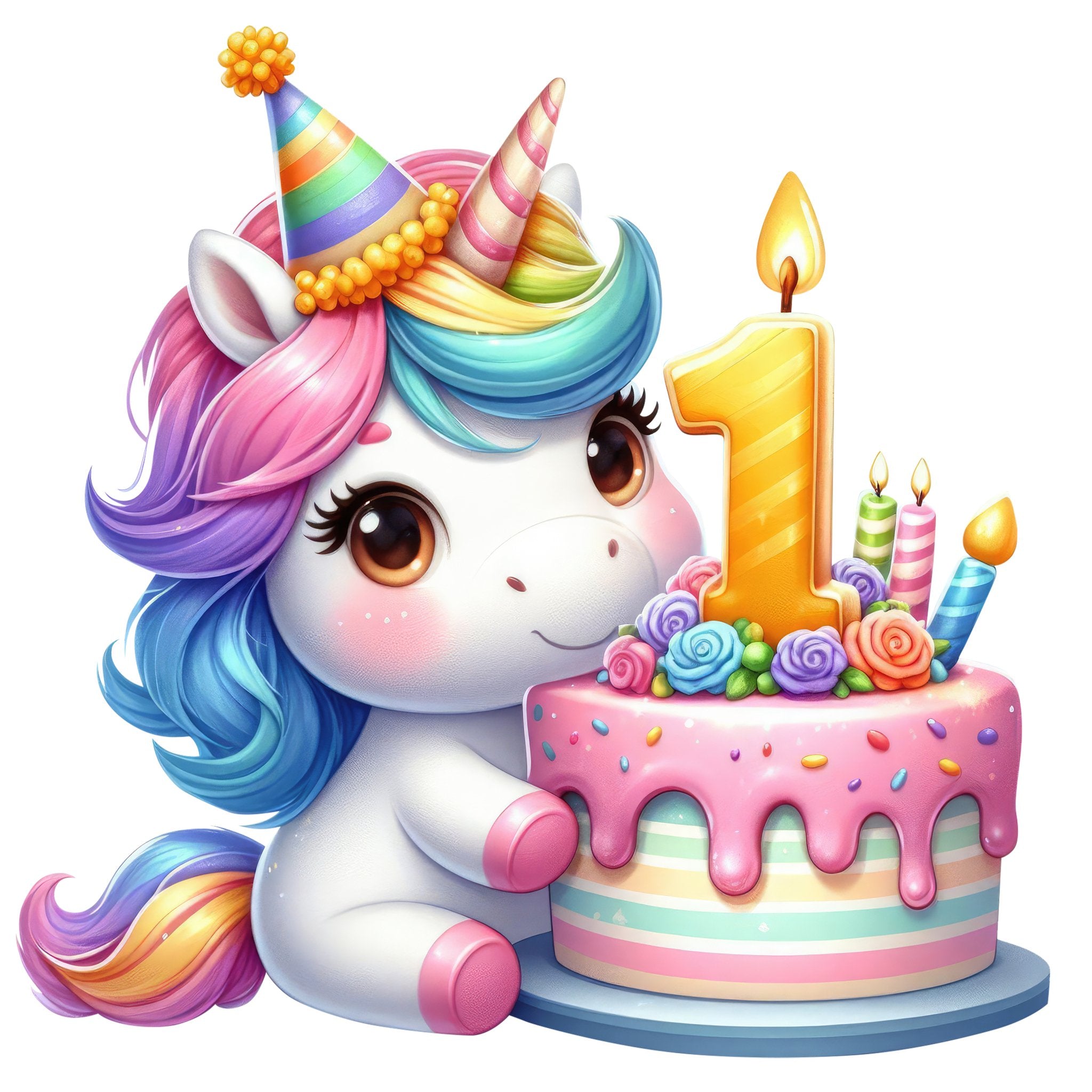 Single Stickers [ High quality 2.5 inches ] Birthday Unicorn - Wee Little Books