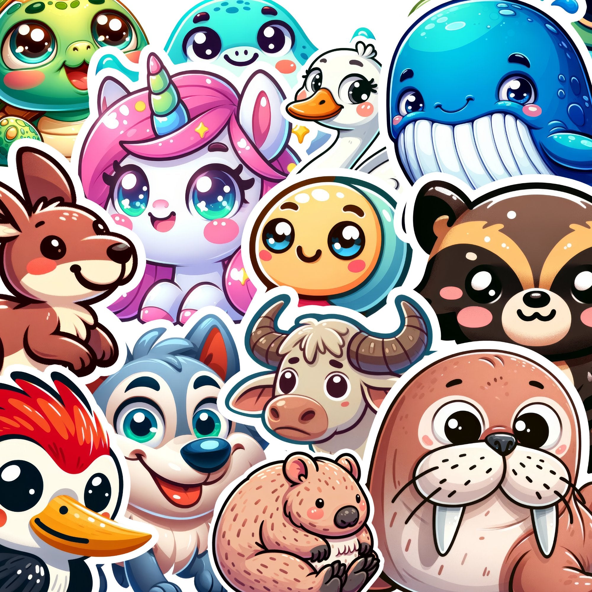 Single Stickers [ High quality 2.5 inches ] Cute Animals - Wee Little Books