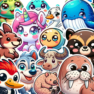 Single Stickers [ High quality 2.5 inches ] Cute Animals - Wee Little Books
